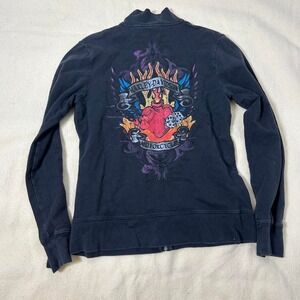 black Harley Davidson long sleeve‎ zip up jacket #bikerchic #Y2K